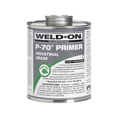 Weld-On P-70™ PRIMER CLEAR - 1/4 PINT for PVC and ABS -CP701