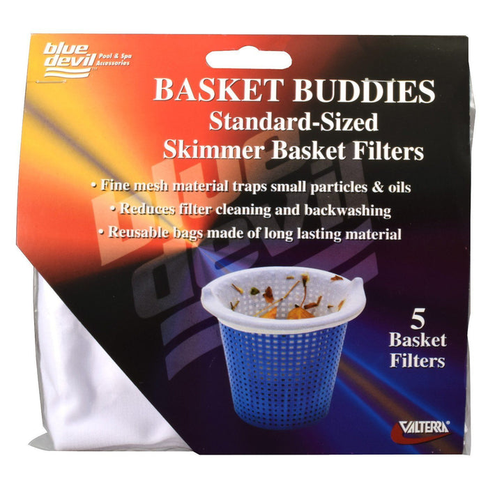  Blue devil Hot tub filters Pool Store Canada Basket Buddies, Skimmer Basket Filter Socks, Regular Size, 5-pack - Pool Store Canada