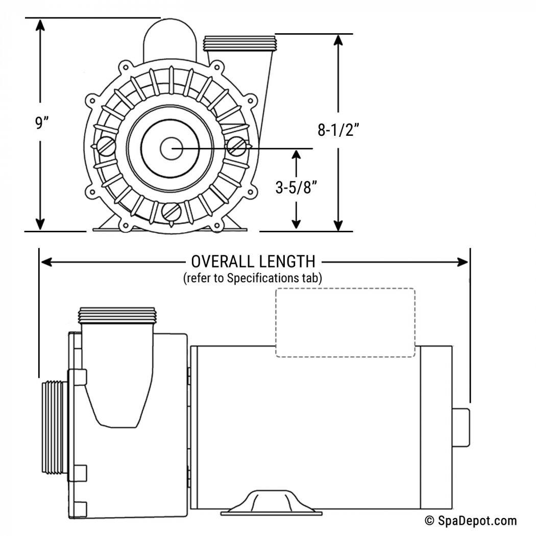 XP2e Flo-Master 56 Fr, 4hp 230V Hot Tub Pump 2